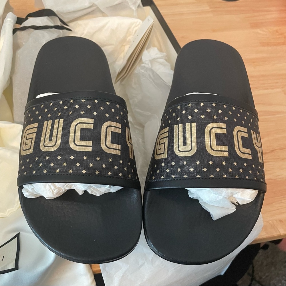 Gucci “guccy” authentic slides size 8 new in box